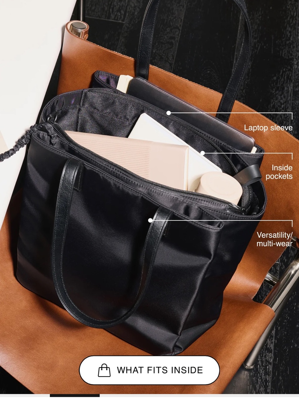 BEIS Commuter Tote Bag in Black - Picture 2 of 13